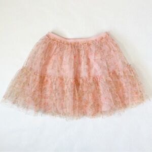 Mini Boden Floral Tulle Skirt in Peach Pink Floral Butterfly Print